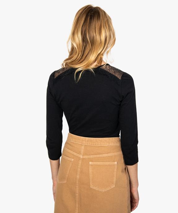 Tee-shirt femme à manches longues et dentelle vue3 - GEMO (MAILLE) - GEMO