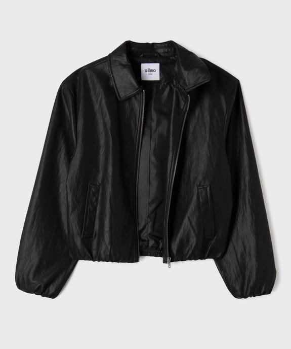 Veste courte à col chemise en cuir imitation femme vue2 - GEMO (JUNIOR) - GEMO