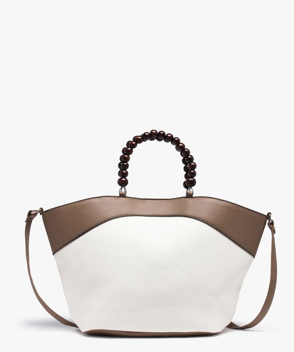 Sac femme bicolore avec anses en perles vue1 - GEMO (ACCESS) - GEMO
