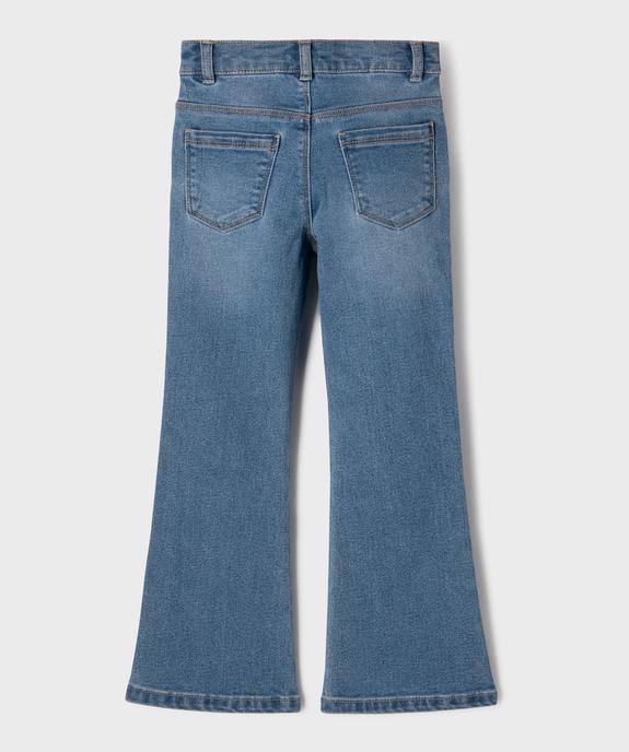 Jean flare à taille haute réglable en denim extensible fille vue3 - GEMO (ENFANT) - GEMO