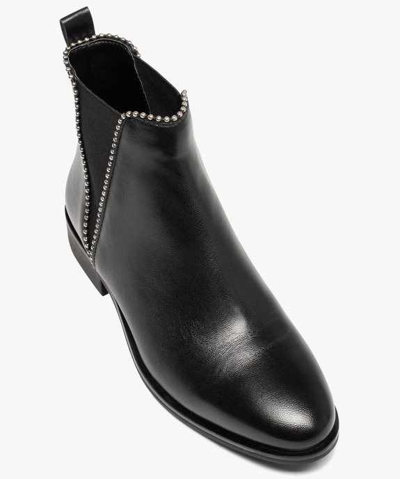 Boots femme style Chelsea dessus cuir uni - Taneo vue5 - TANEO - GEMO