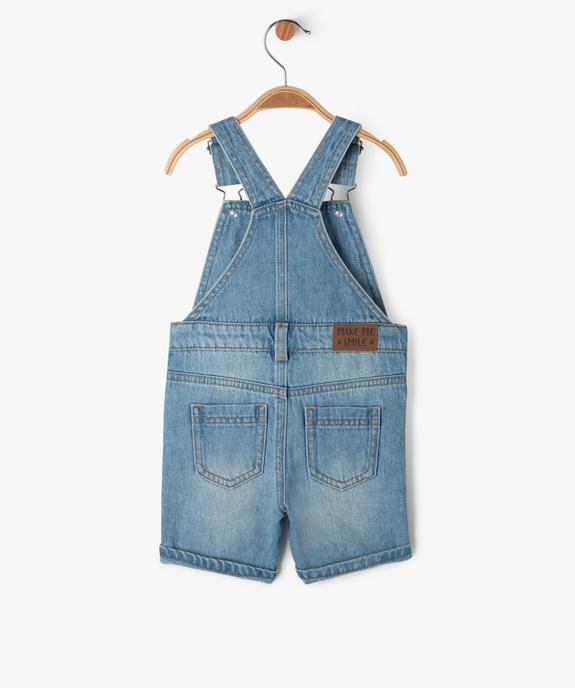 Salopette en jean courte délavée bébé garçon vue4 - GEMO 4G BEBE - GEMO