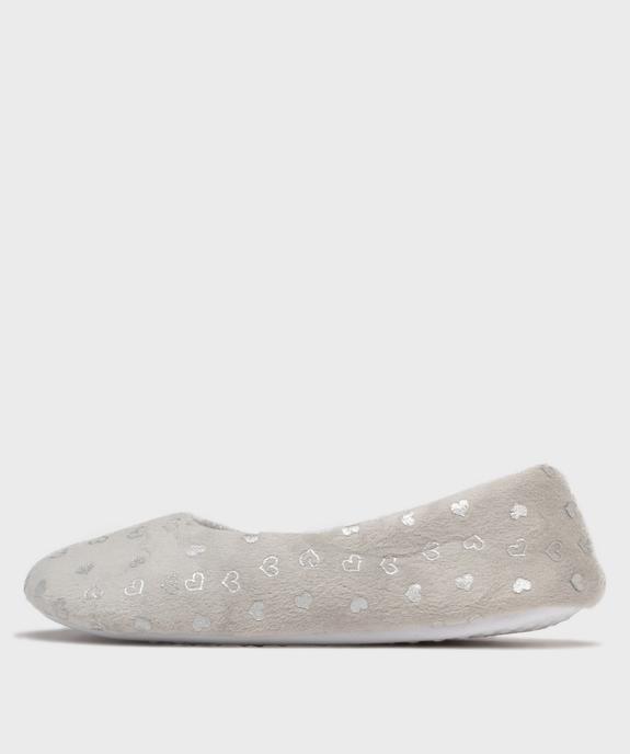 Chaussons ballerines en velours motifs coeurs femme vue3 - GEMO(HOMWR FEM) - GEMO