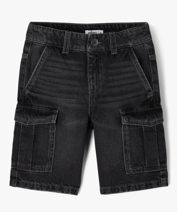 Bermuda en denim coupe large avec taille ajustable garçon vue1 - GEMO (ENFANT) - GEMO