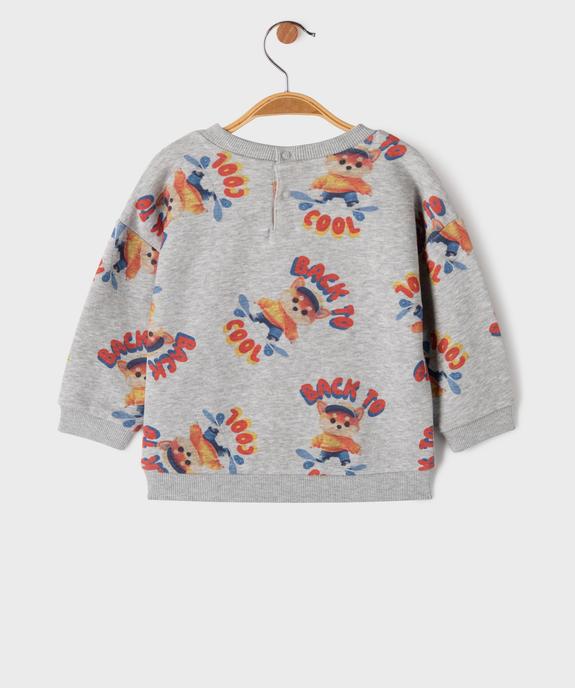 Sweat en molleton chiné imprimé all over bébé garçon vue3 - GEMO 4G BEBE - GEMO