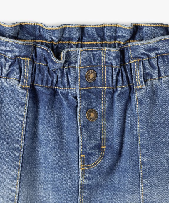 Jupe fille en jean avec taille froncée vue3 - GEMO 4G FILLE - GEMO