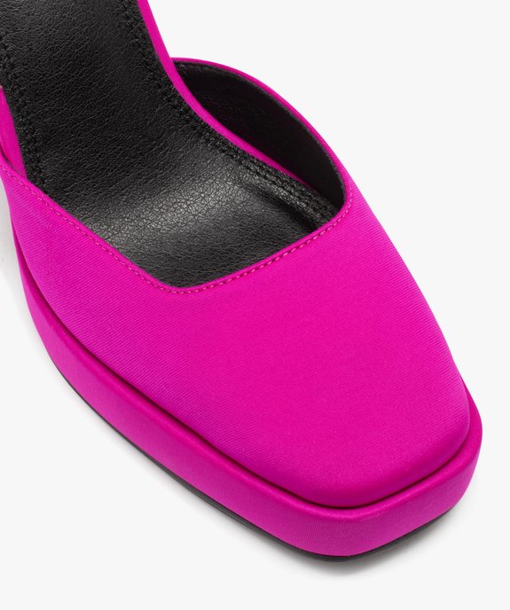 Escarpins femme unis en satin à talon haut et bout carrés  vue6 - GEMO(URBAIN) - GEMO