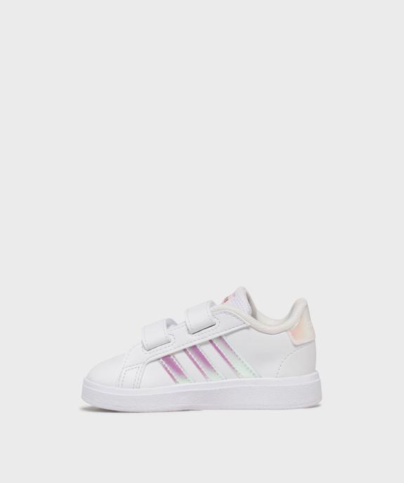 Baskets Grand Court 2.0 fermeture scratch bébé fille - Adidas vue3 - ADIDAS - GEMO