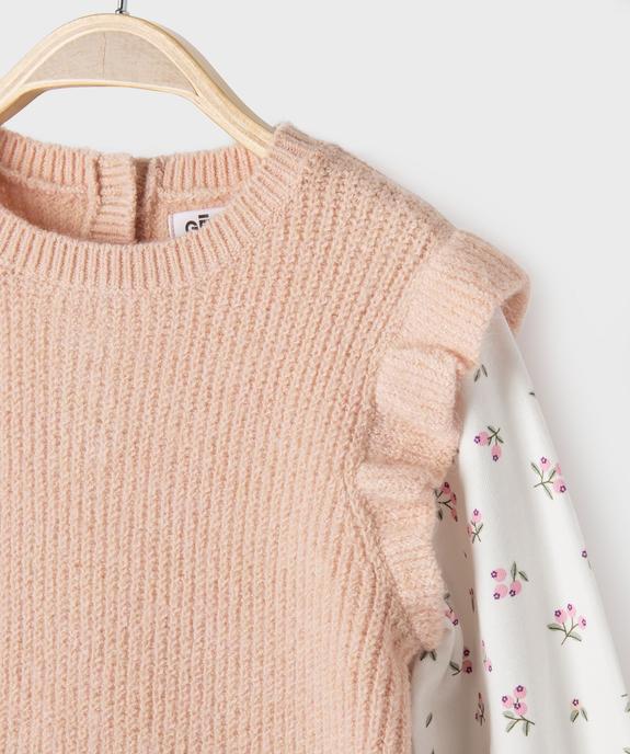 Pull 2 en 1 avec manches tee-shirt bébé fille vue2 - GEMO(BEBE DEBT) - GEMO