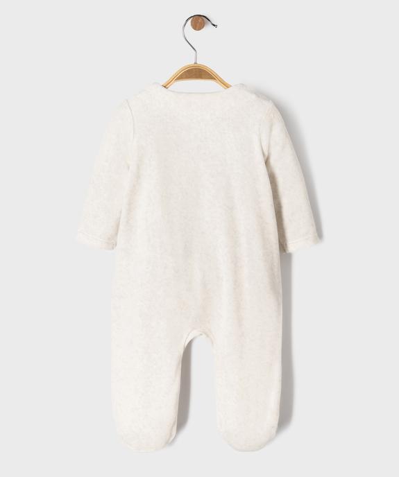 Pyjama en velours ouverture devant avec motif bébé vue3 - GEMO 4G BEBE - GEMO