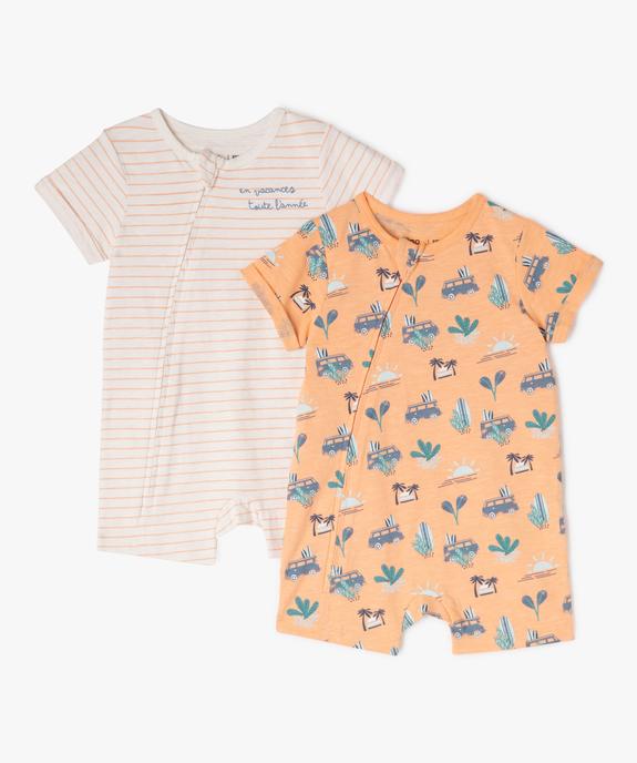 Combishort en coton avec fermeture zippée bébé garçon (lot de 2) vue1 - GEMO(BB COUCHE) - GEMO