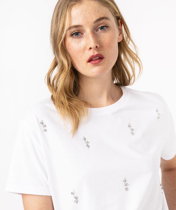 Tee-shirt à manches courtes avec strass femme vue2 - GEMO(FEMME PAP) - GEMO