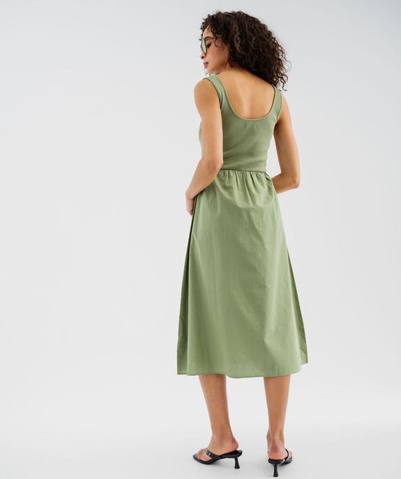 Robe longue avec buste en maille côtelée femme vue3 - GEMO 4G FEMME - GEMO