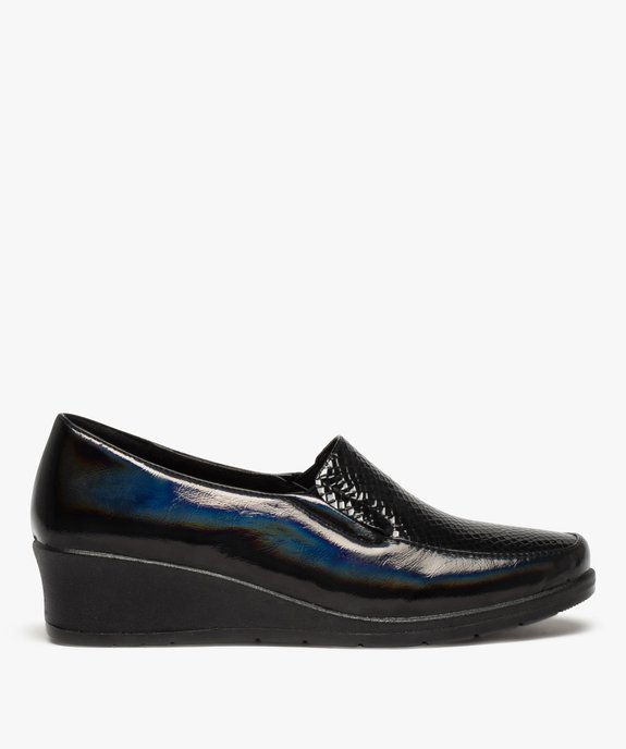 Mocassins femme confort et dessus vernis uni à talon compensé vue1 - GEMO 4G FEMME - GEMO