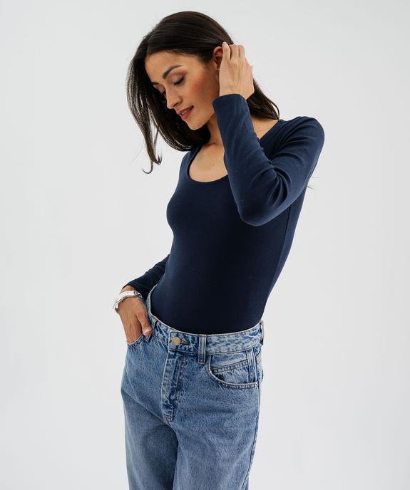 Body en maille côtelée à grand col rond femme vue1 - GEMO(FEMME PAP) - GEMO