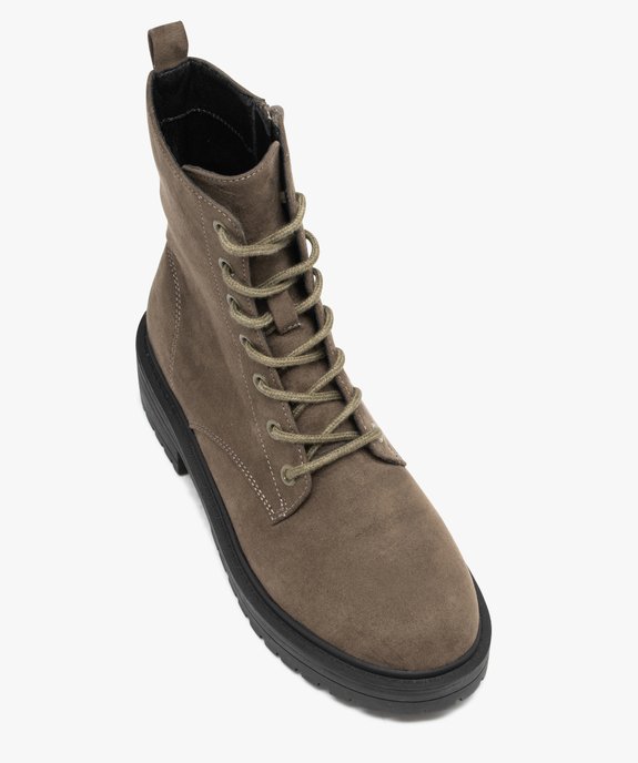 Boots femme dessus uni en suédine à zip et à lacets vue5 - GEMO (CASUAL) - GEMO
