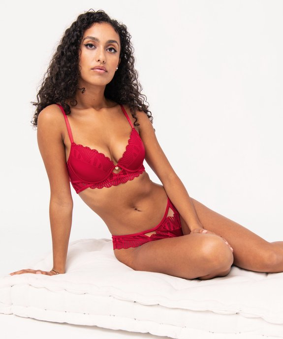Tanga en maille satinée et dentelle femme vue3 - GEMO(HOMWR FEM) - GEMO