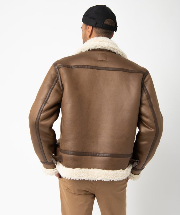 Blouson bombardier homme avec doublure chaude en sherpa vue3 - GEMO (HOMME) - GEMO