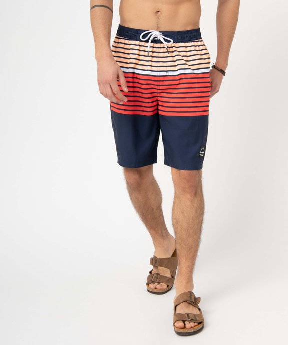 Short de bain homme à rayures vue2 - GEMO (PLAGE) - GEMO