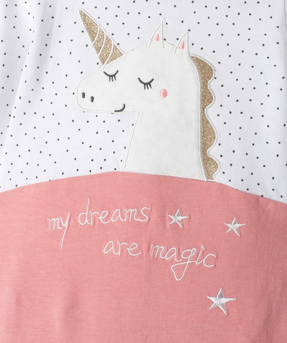 Pyjama fille bicolore avec motif licorne vue2 - GEMO(BB COUCHE) - GEMO