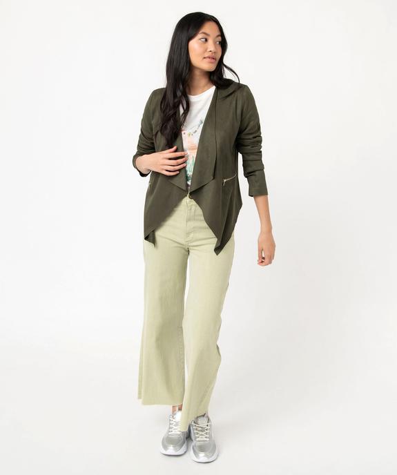 Veste en suédine souple portée ouverte femme - GEMO(FEMME PAP) Veste en suédine souple portée ouverte femme vue1 - GEMO(FEMME PAP) - GEMO