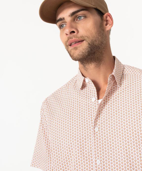 Chemise droite à manches courtes à petits motifs homme vue2 - GEMO (HOMME) - GEMO
