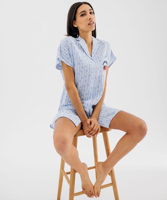 Chemise de nuit liquette à manches courtes femme - LuluCastagnette  vue1 - LULUCASTAGNETTE - GEMO