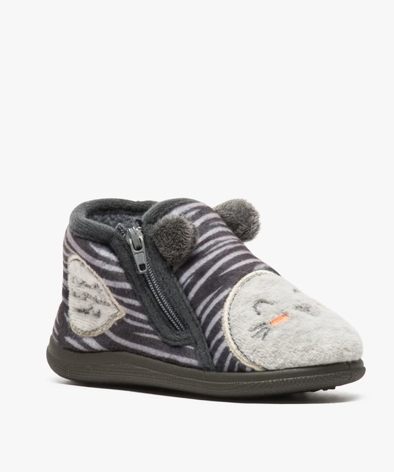 Chaussons bébé garçon en velours avec motif tigre vue2 - GEMO 4G BEBE - GEMO