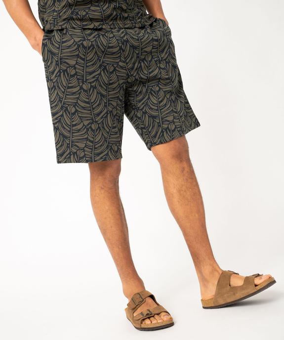 Bermuda en maille à motif feuillage exotique homme vue1 - GEMO (HOMME) - GEMO