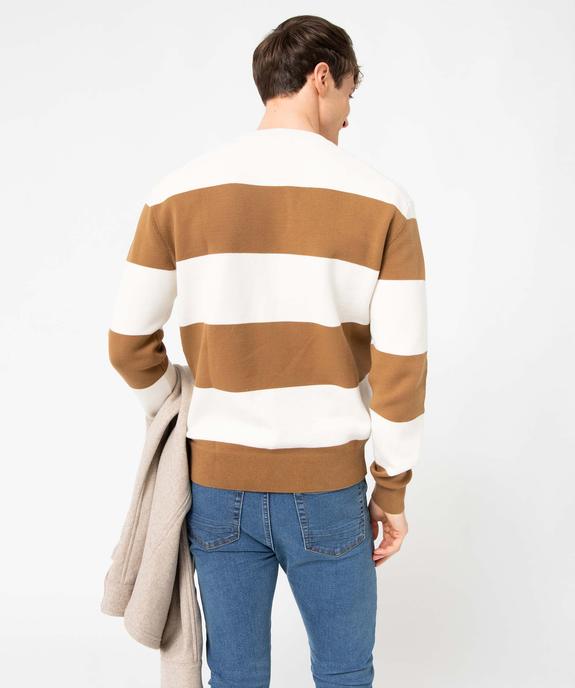 Pull homme à larges bandes en maille confortable vue4 - GEMO (HOMME) - GEMO