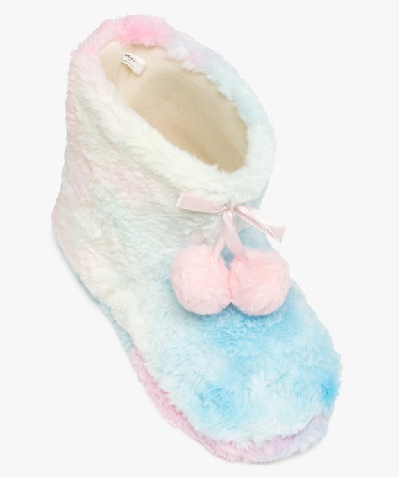 Chaussons femme boots fourrées à pompons vue5 - GEMO(HOMWR FEM) - GEMO