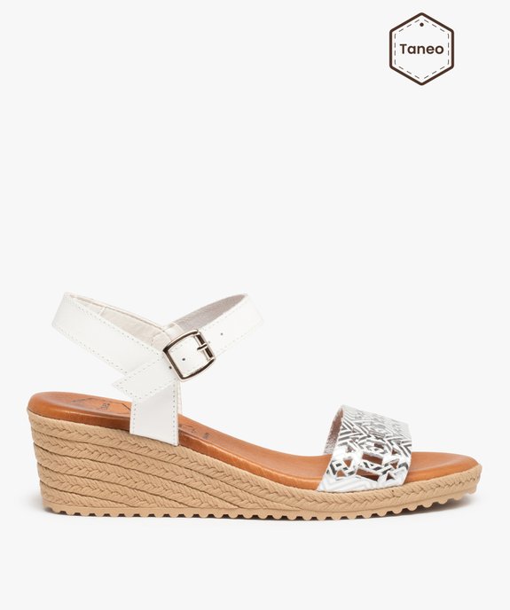 Sandales femme à talon et brides ajourées en cuir – Tanéo vue1 - TANEO - GEMO