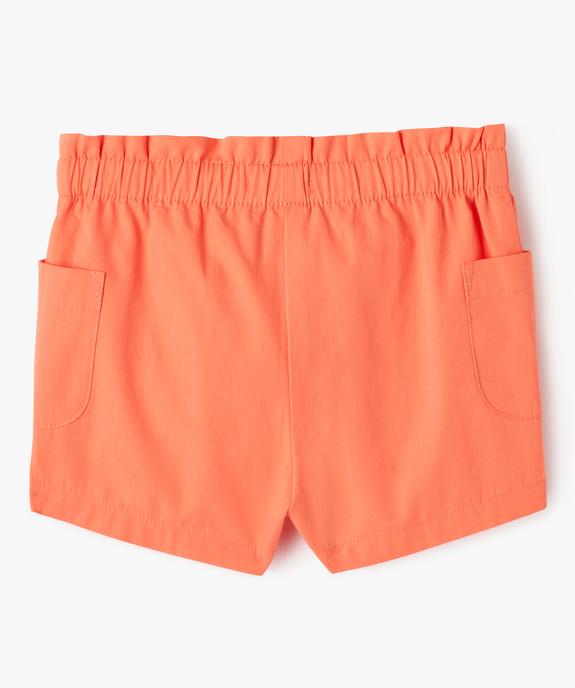Short en toile à taille élastiquée et poches plaquées bébé fille vue3 - GEMO(BEBE DEBT) - GEMO
