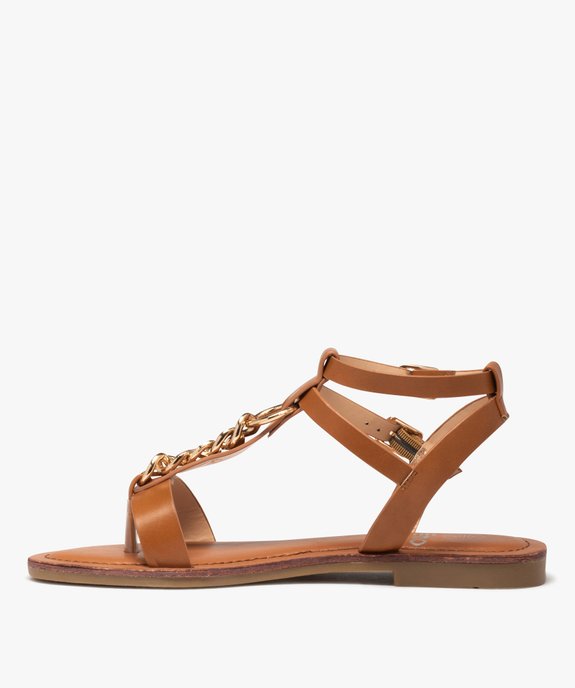 Sandales femme unies à entre-doigts et chaine métallisée vue3 - GEMO (CASUAL) - GEMO