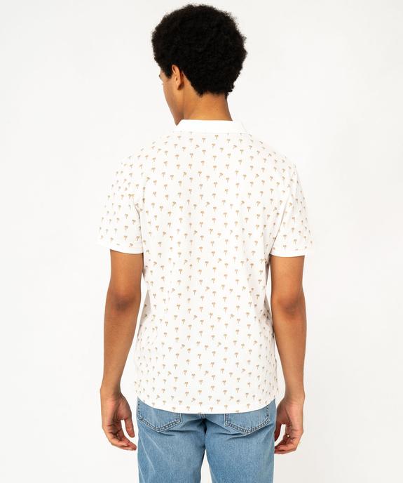 Polo manches courtes en maille de coton piquée à motifs palmies homme vue3 - GEMO 4G HOMME - GEMO