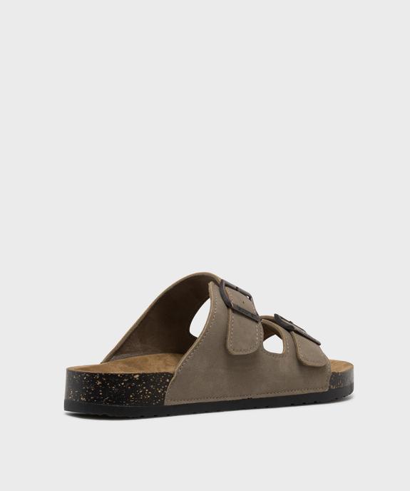 Sandales mules en suédine à larges brides homme - Isotoner vue4 - ISOTONER - GEMO