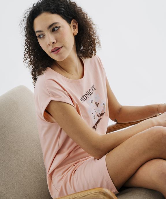 Chemise de nuit à manches courtes avec motif femme vue1 - GEMO 4G FEMME - GEMO