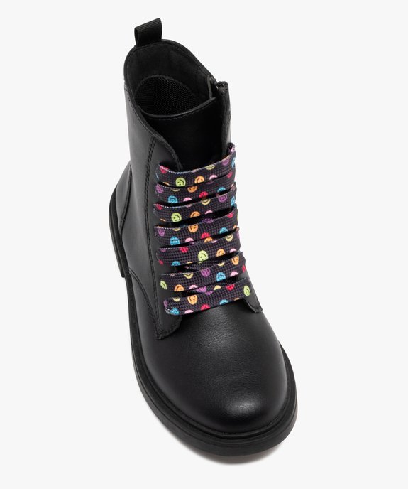 Boots fille à lacets smileys fantaisie et à zip - Geox vue5 - GEOX - GEMO