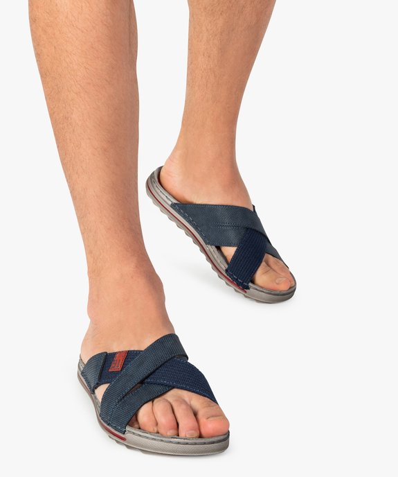 Sandales homme à larges brides croisées en textile vue1 - GEMO (CASUAL) - GEMO