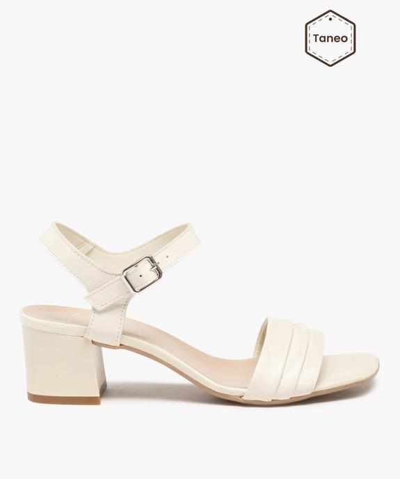 Sandales femme à talon dessus plissé en cuir – Taneo vue1 - TANEO - GEMO