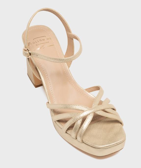 Sandales à talon haut, patin et fines brides dorées femme - Follow Me vue5 - FOLLOW ME - GEMO