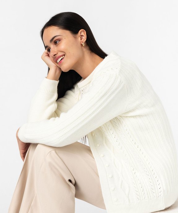 Gilet en maille porté ouvert femme vue1 - GEMO(FEMME PAP) - GEMO