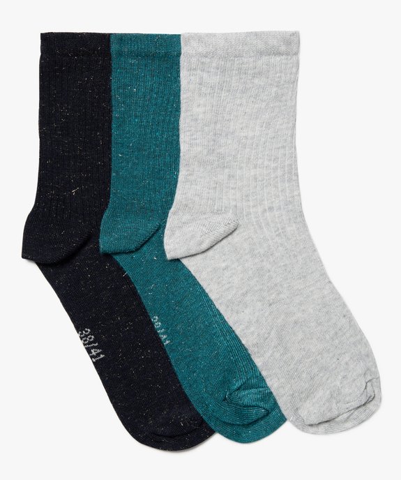 Chaussettes tige haute en maille côtelée et pailletée femme (lot de 3 paires) vue1 - GEMO(HOMWR FEM) - GEMO