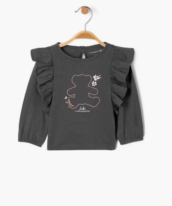 Tee-shirt manches longues à volants bébé fille - LuluCastagnette vue1 - LULUCASTAGNETTE - GEMO