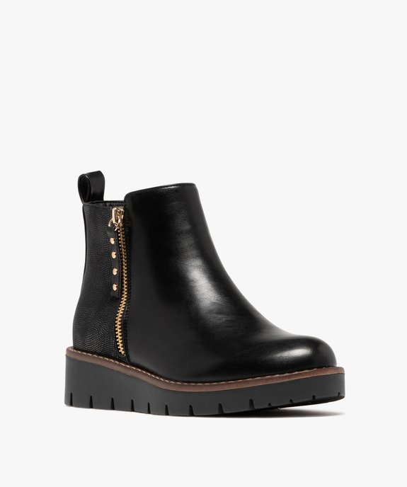 Boots femme à semelle plateforme crantée et à zip fantaisie vue9 - GEMO (CASUAL) - GEMO