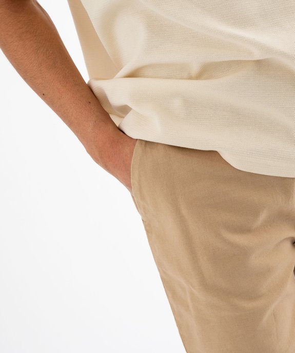 Bermuda en lin et coton coupe droite homme vue2 - GEMO (HOMME) - GEMO