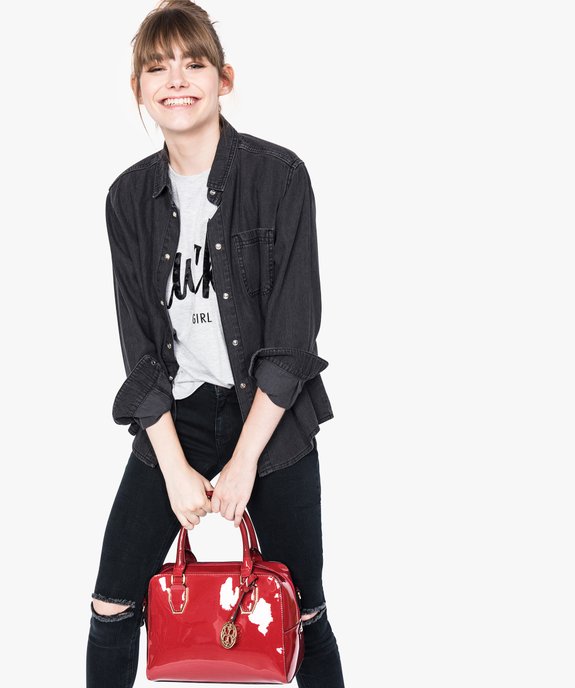 Sac à main femme vernis avec détails dorés vue4 - GEMO (ACCESS) - GEMO