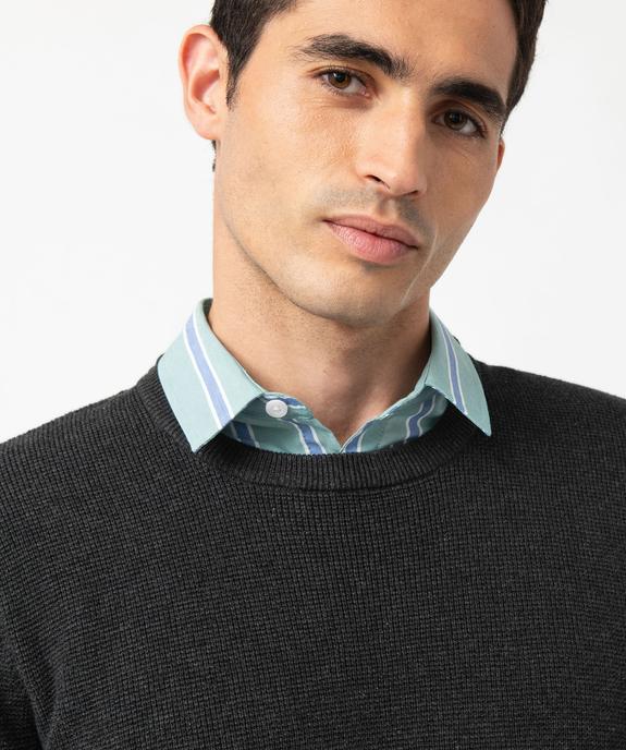 Pull col rond en coton uni homme vue2 - GEMO (HOMME) - GEMO