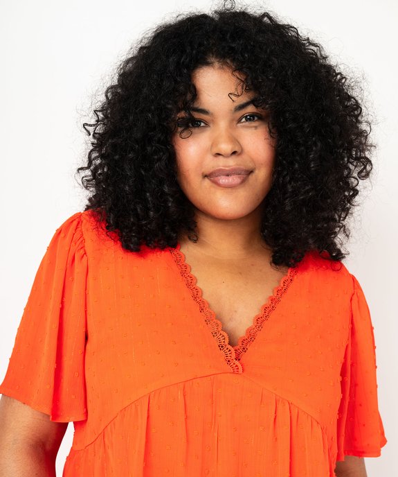 Blouse manches courtes en voile plumetis femme grande taille vue1 - GEMO (G TAILLE) - GEMO