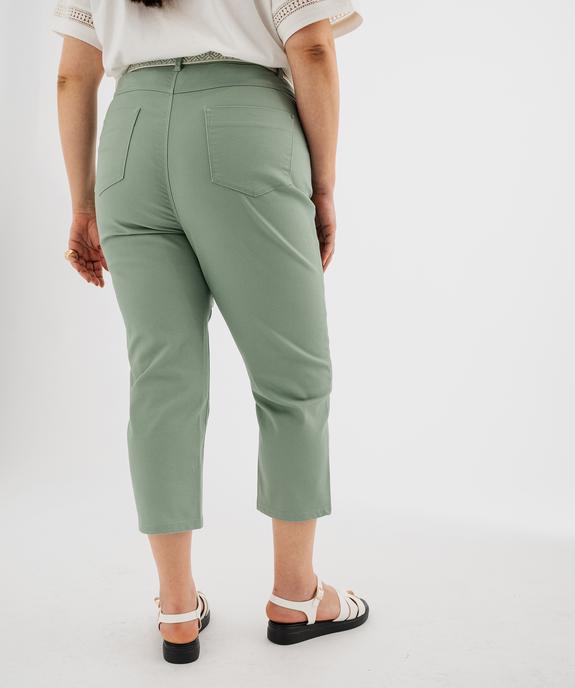 Pantacourt slim taille haute en coton stretch avec ceinture à nouer femme grande taille vue3 - GEMO 4G GT - GEMO